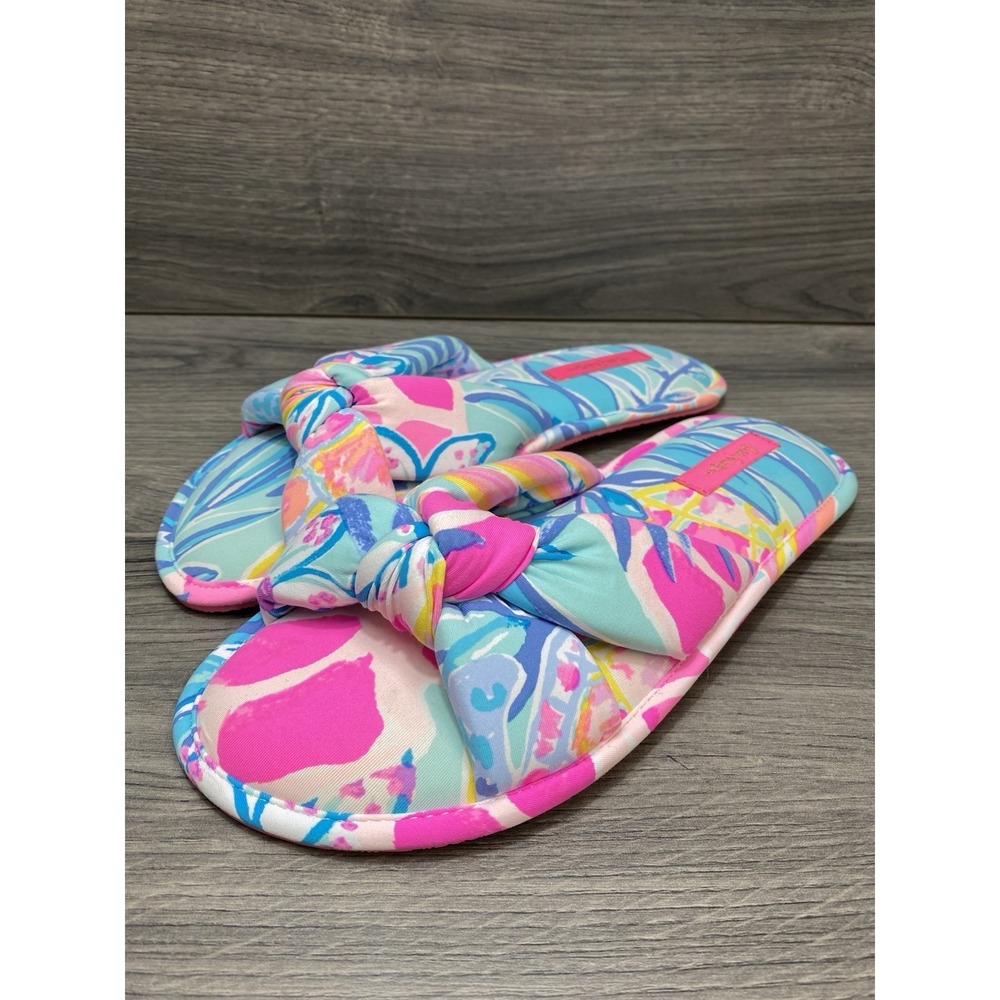 Lilly Pulitzer Pool Slippers Women's Sea Glass Rainforest Retreat Size M